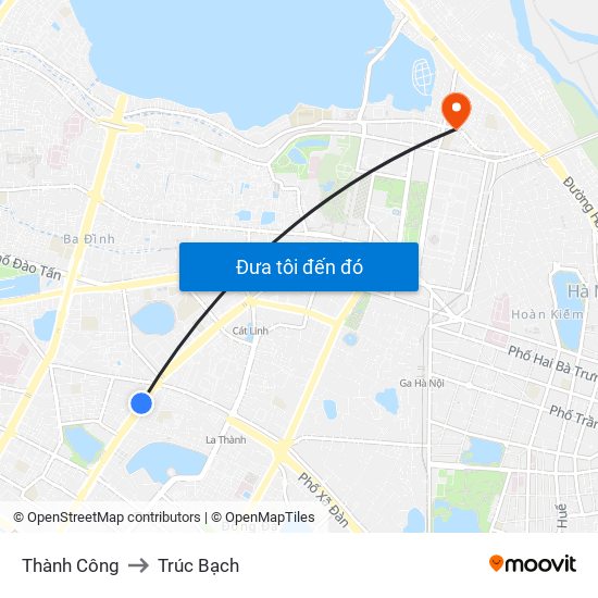 Thành Công to Trúc Bạch map