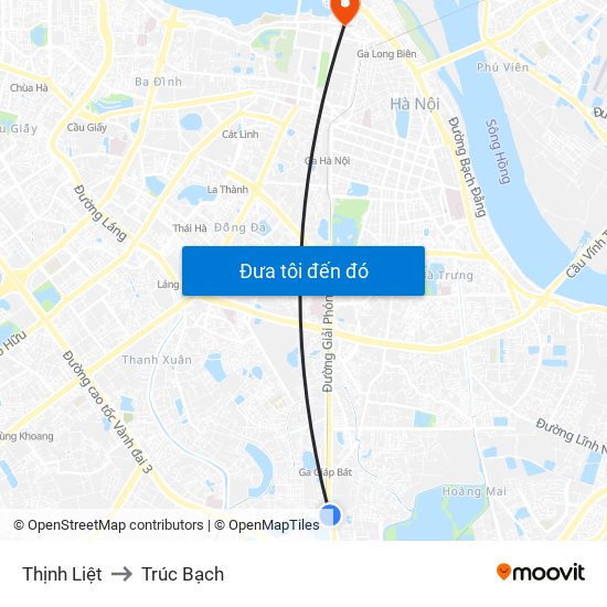 Thịnh Liệt to Trúc Bạch map