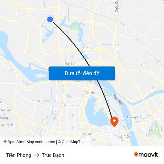 Tiền Phong to Trúc Bạch map