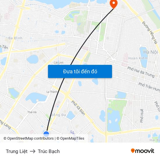 Trung Liệt to Trúc Bạch map