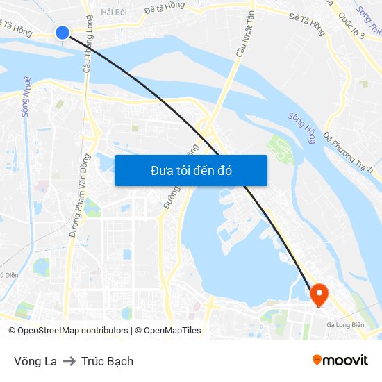 Võng La to Trúc Bạch map