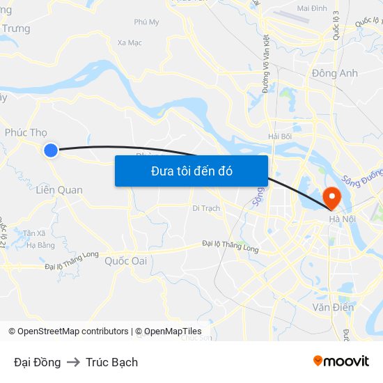 Đại Đồng to Trúc Bạch map