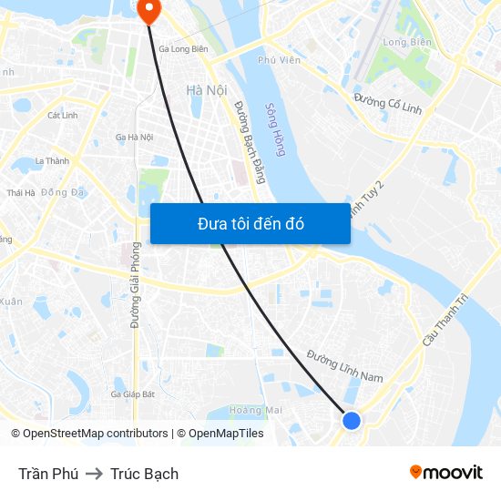 Trần Phú to Trúc Bạch map