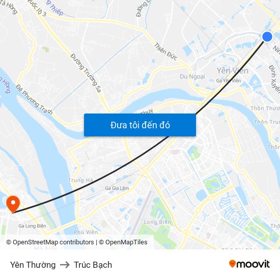 Yên Thường to Trúc Bạch map