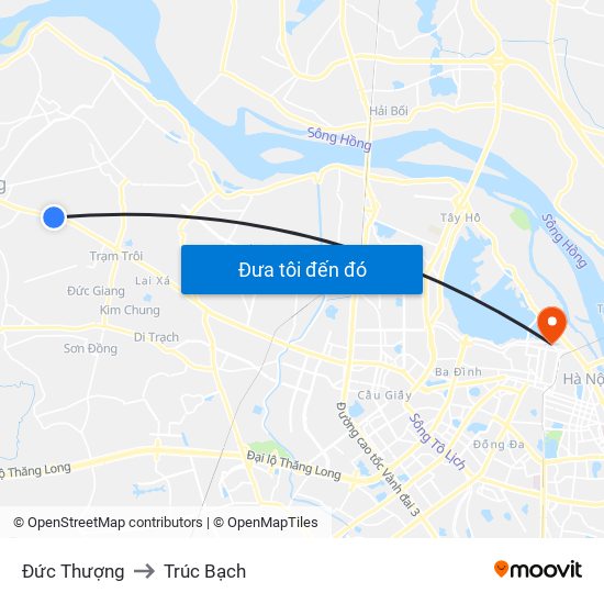 Đức Thượng to Trúc Bạch map