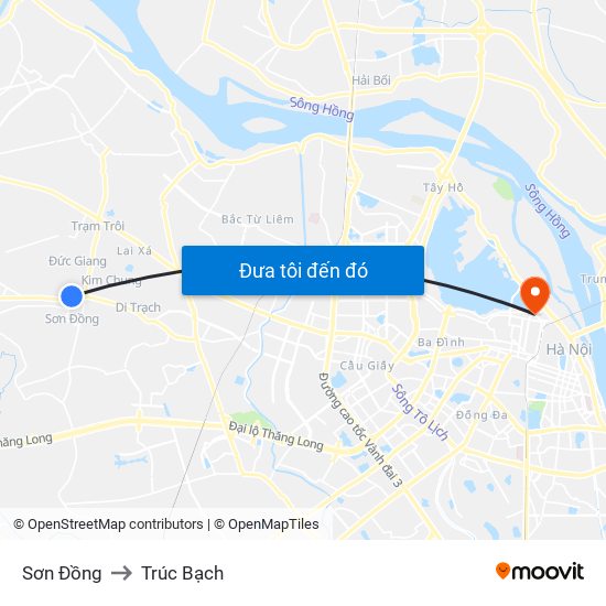 Sơn Đồng to Trúc Bạch map