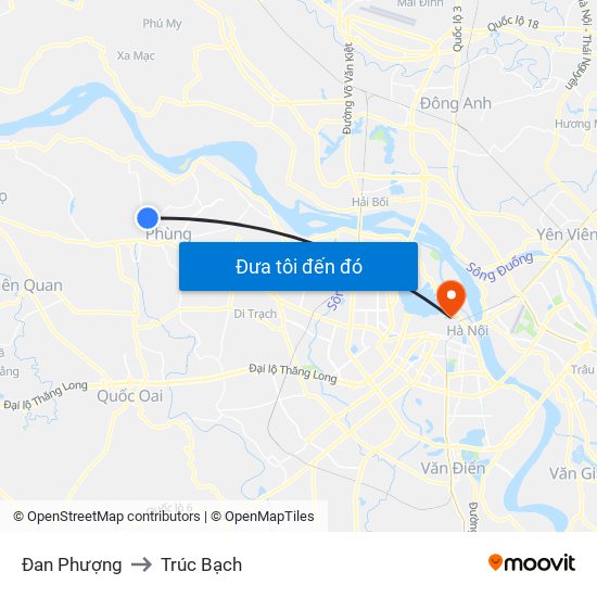 Đan Phượng to Trúc Bạch map