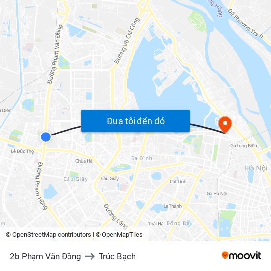 2b Phạm Văn Đồng to Trúc Bạch map
