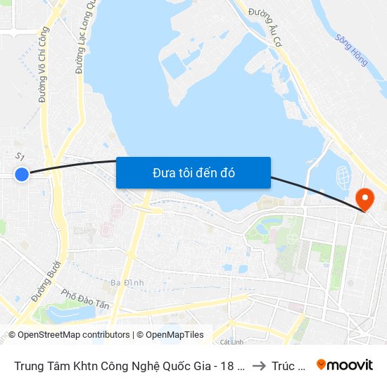 Trung Tâm Khtn Công Nghệ Quốc Gia - 18 Hoàng Quốc Việt to Trúc Bạch map