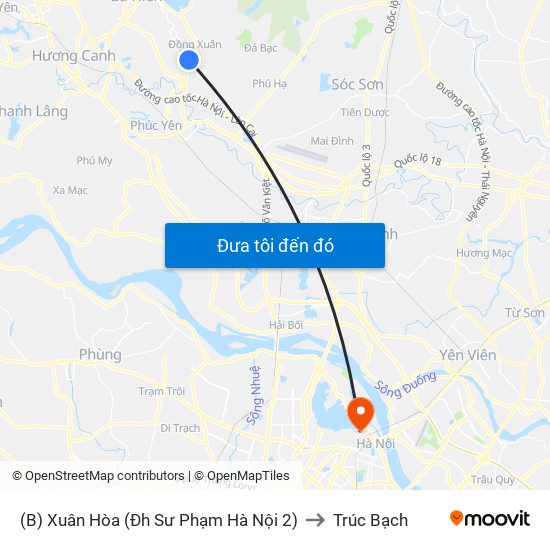 (B) Xuân Hòa (Đh Sư Phạm Hà Nội 2) to Trúc Bạch map