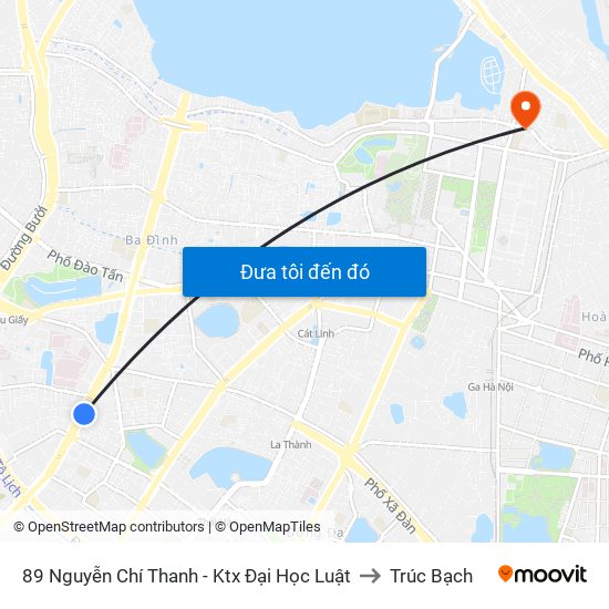 89 Nguyễn Chí Thanh - Ktx Đại Học Luật to Trúc Bạch map