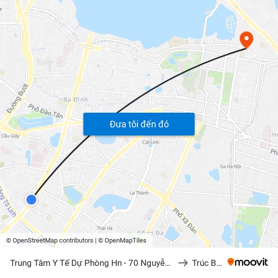 Trung Tâm Y Tế Dự Phòng Hn - 70 Nguyễn Chí Thanh to Trúc Bạch map