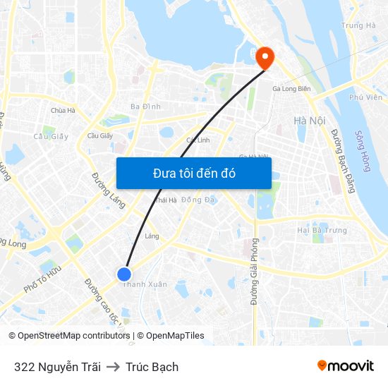 322 Nguyễn Trãi to Trúc Bạch map