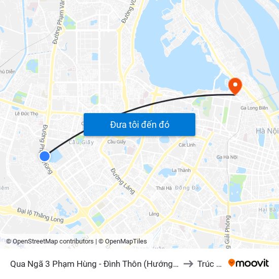 Qua Ngã 3 Phạm Hùng - Đình Thôn (Hướng Đi Phạm Văn Đồng) to Trúc Bạch map