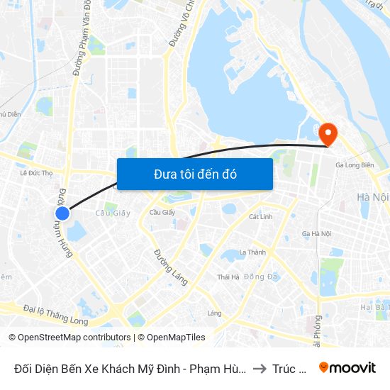 Đối Diện Bến Xe Khách Mỹ Đình - Phạm Hùng (Cột Trước) to Trúc Bạch map