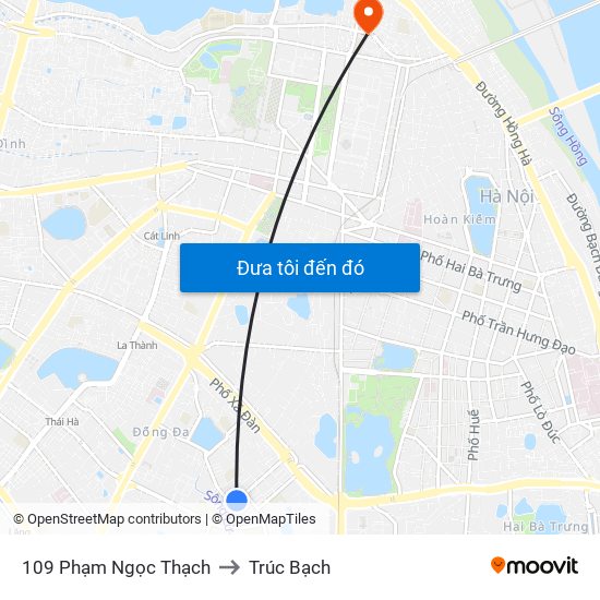 109 Phạm Ngọc Thạch to Trúc Bạch map