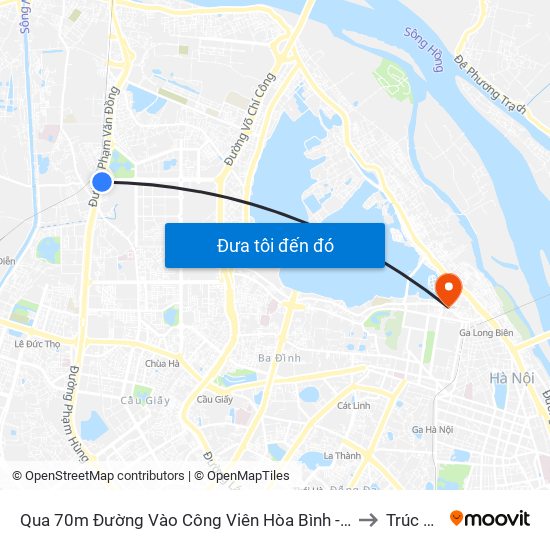Qua 70m Đường Vào Công Viên Hòa Bình - Phạm Văn Đồng to Trúc Bạch map