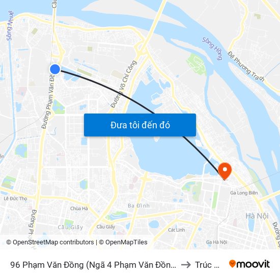96 Phạm Văn Đồng (Ngã 4 Phạm Văn Đồng - Xuân Đỉnh) to Trúc Bạch map