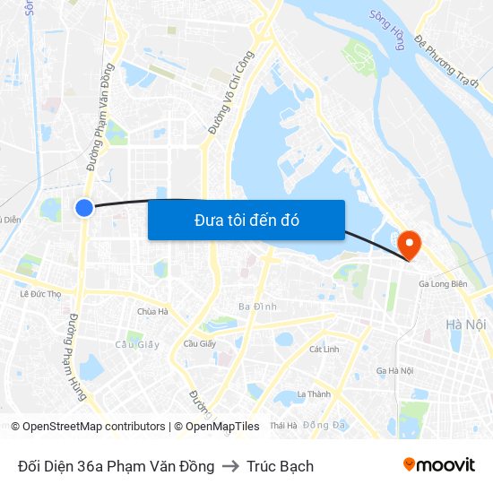Đối Diện 36a Phạm Văn Đồng to Trúc Bạch map