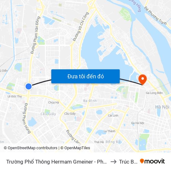 Trường Phổ Thông Hermam Gmeiner - Phạm Văn Đồng to Trúc Bạch map