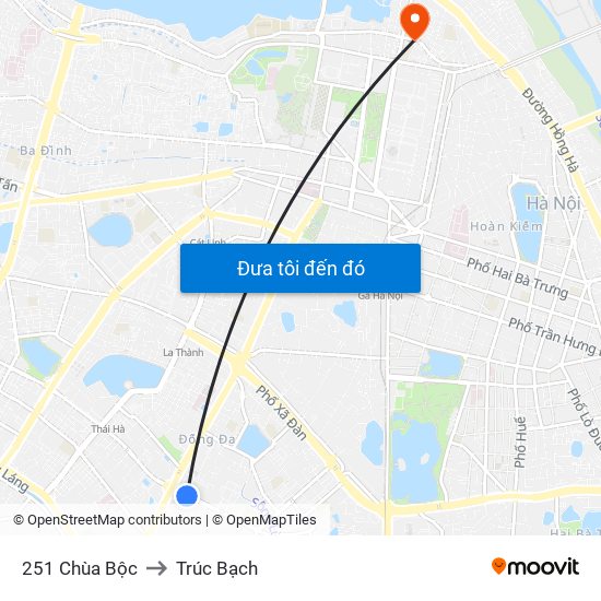 251 Chùa Bộc to Trúc Bạch map