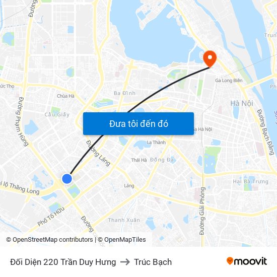 Đối Diện 220 Trần Duy Hưng to Trúc Bạch map