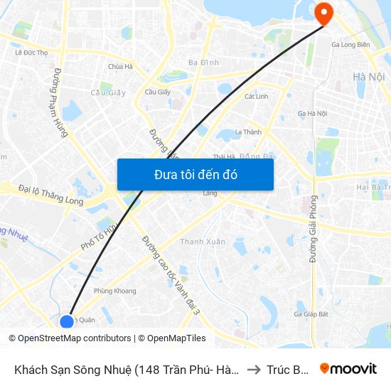 Khách Sạn Sông Nhuệ (148 Trần Phú- Hà Đông) to Trúc Bạch map