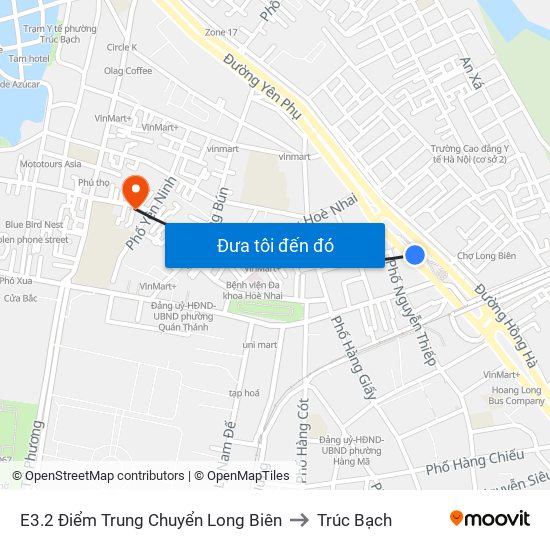 E3.2 Điểm Trung Chuyển Long Biên to Trúc Bạch map