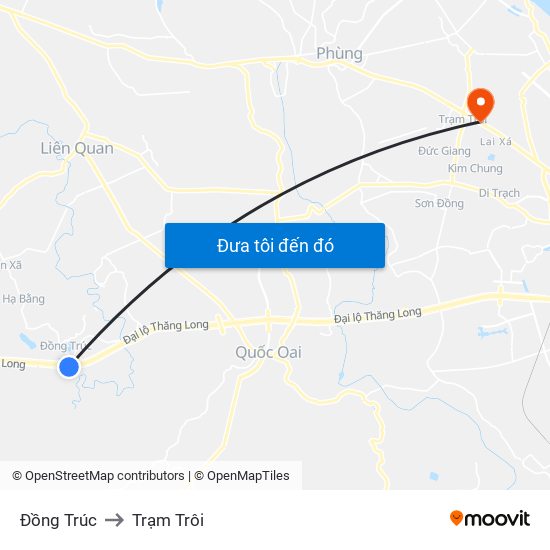 Đồng Trúc to Trạm Trôi map