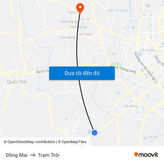 Đồng Mai to Trạm Trôi map