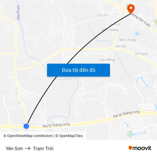 Yên Sơn to Trạm Trôi map