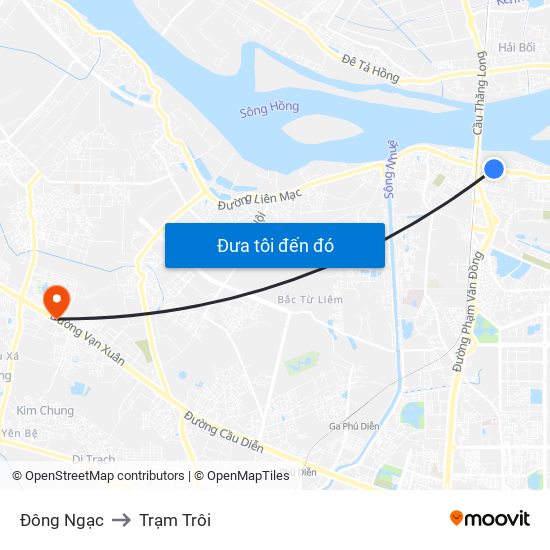 Đông Ngạc to Trạm Trôi map