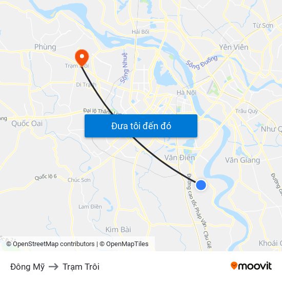 Đông Mỹ to Trạm Trôi map