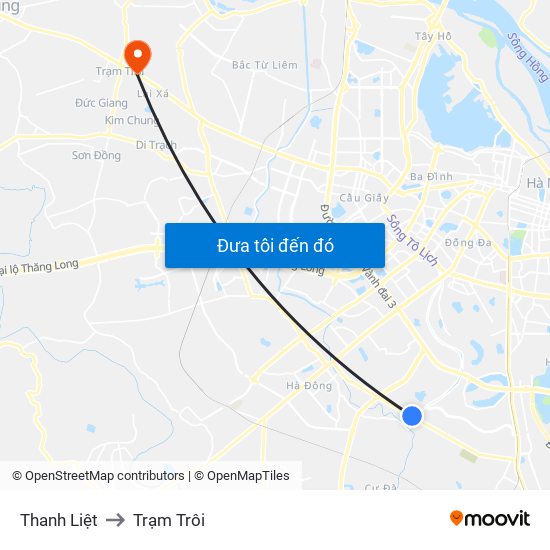 Thanh Liệt to Trạm Trôi map