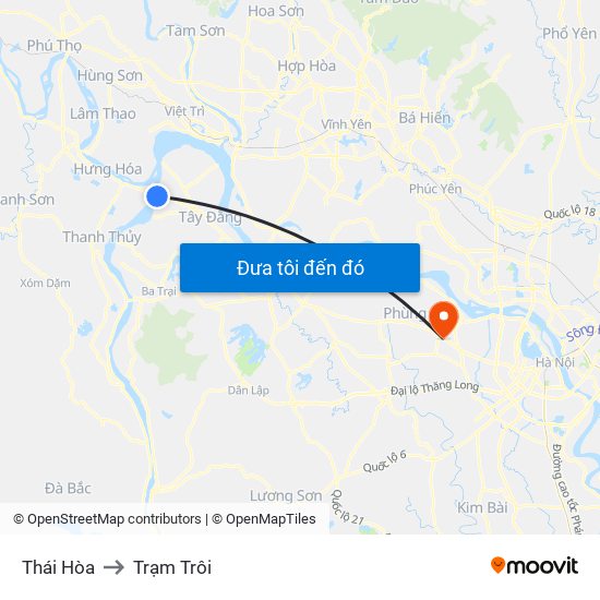 Thái Hòa to Trạm Trôi map