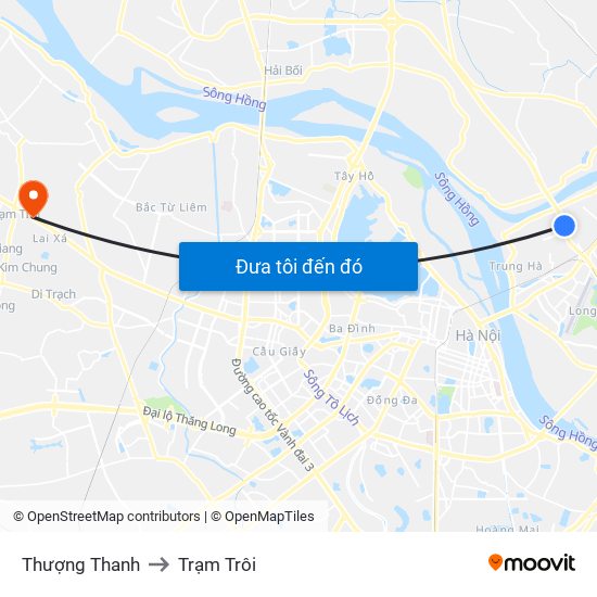Thượng Thanh to Trạm Trôi map