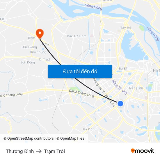 Thượng Đình to Trạm Trôi map