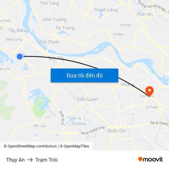 Thụy An to Trạm Trôi map