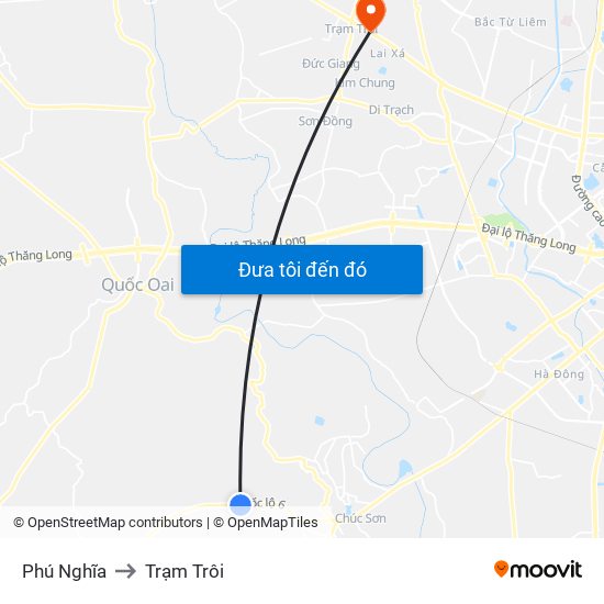 Phú Nghĩa to Trạm Trôi map