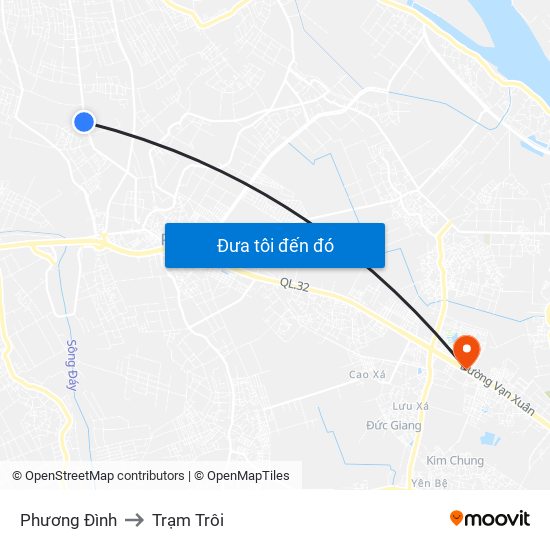 Phương Đình to Trạm Trôi map