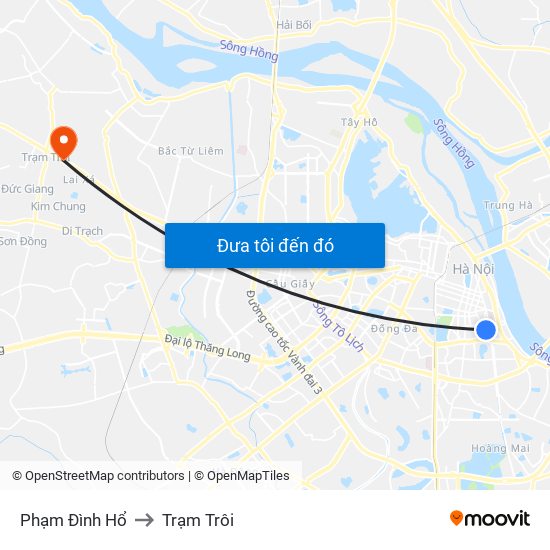 Phạm Đình Hổ to Trạm Trôi map