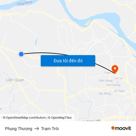 Phụng Thượng to Trạm Trôi map