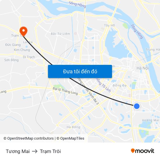 Tương Mai to Trạm Trôi map