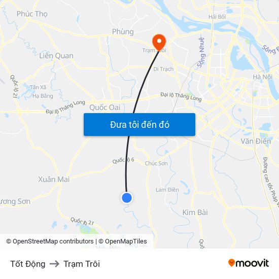 Tốt Động to Trạm Trôi map