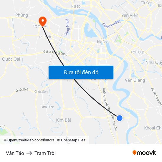 Vân Tảo to Trạm Trôi map