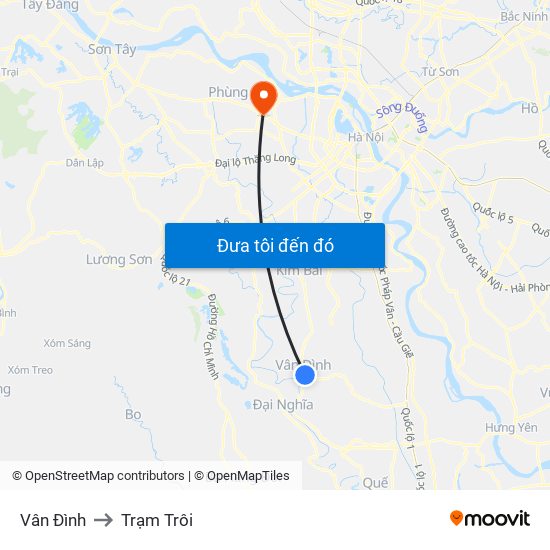 Vân Đình to Trạm Trôi map