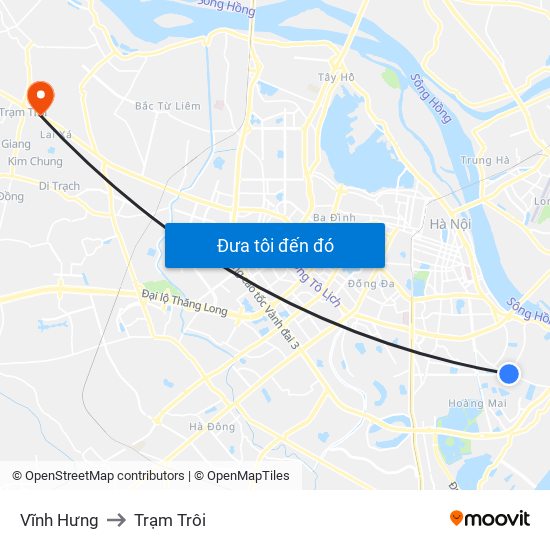 Vĩnh Hưng to Trạm Trôi map