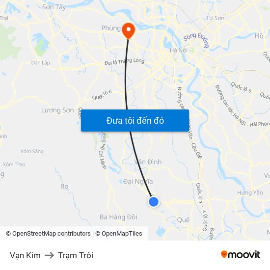 Vạn Kim to Trạm Trôi map