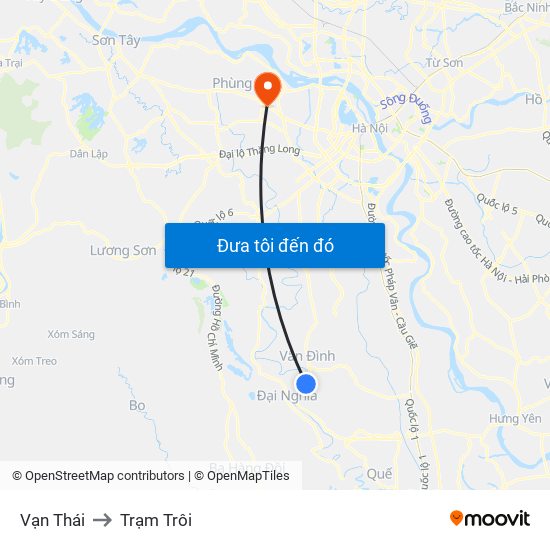 Vạn Thái to Trạm Trôi map
