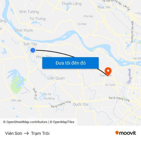 Viên Sơn to Trạm Trôi map